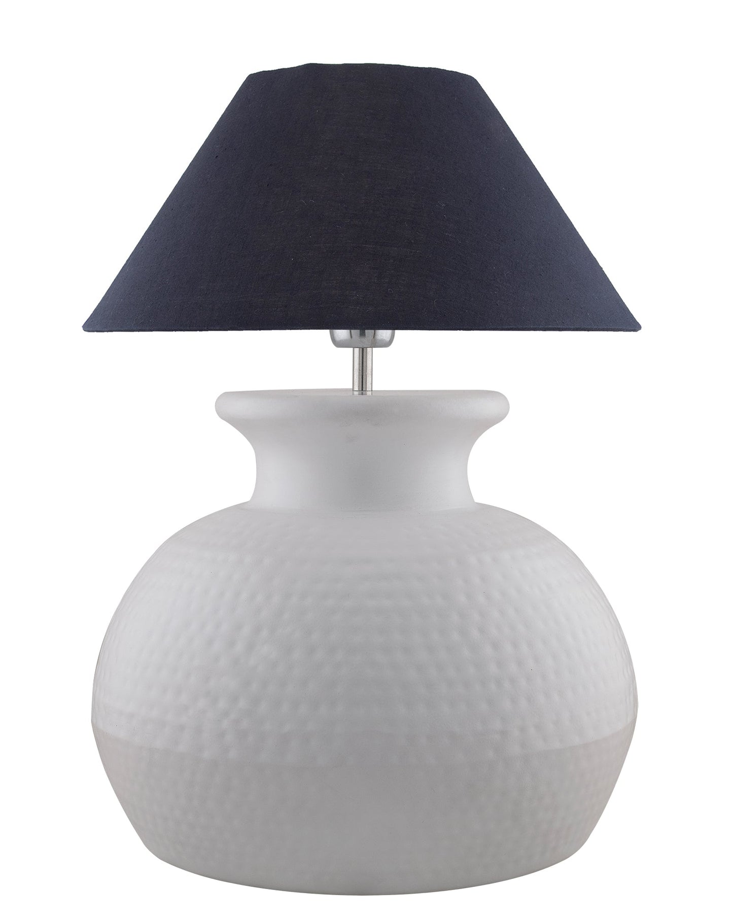 Matt White Hammered Pitcher Table Lamp with Cone Shade