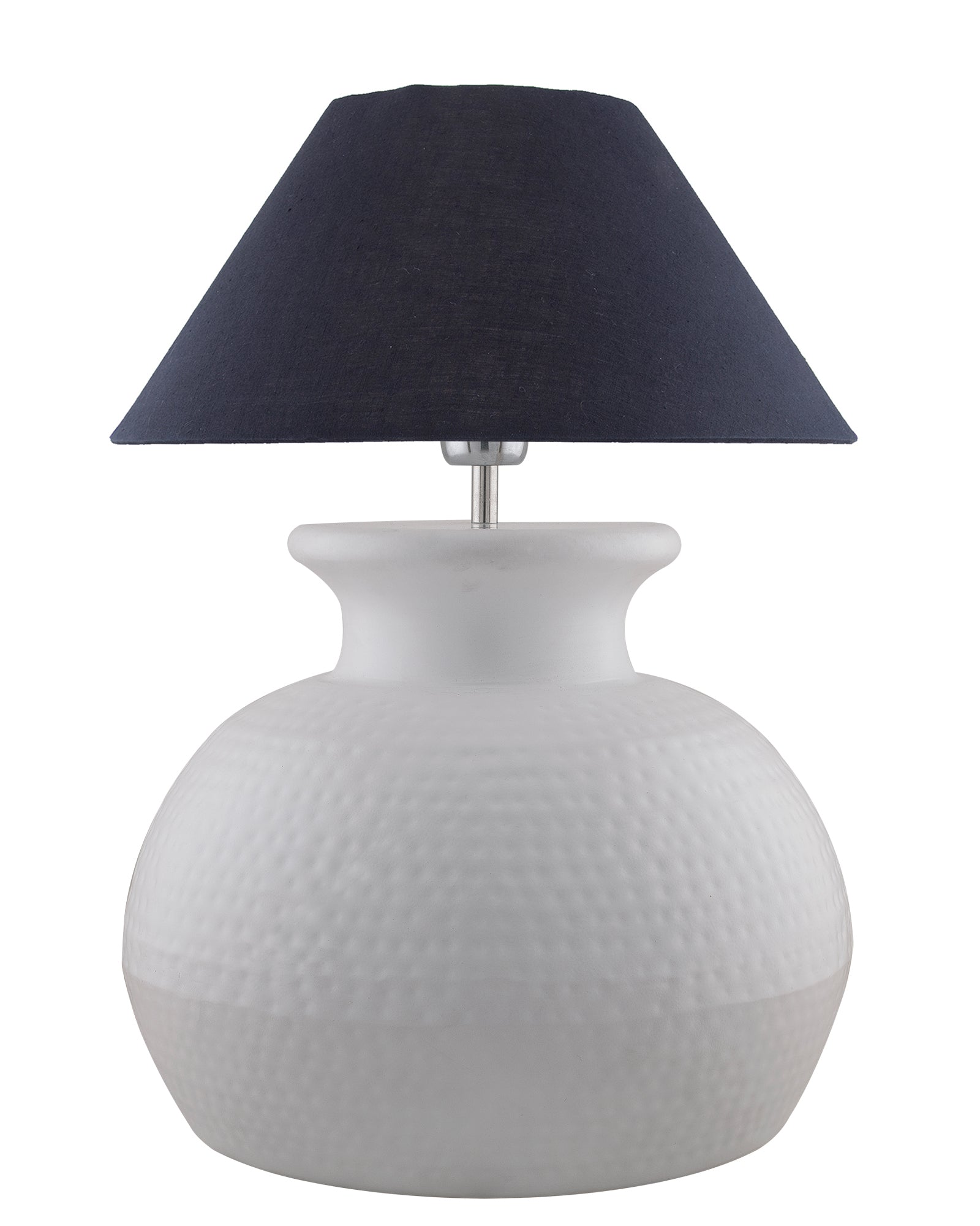 Matt White Hammered Pitcher Table Lamp with Cone Shade