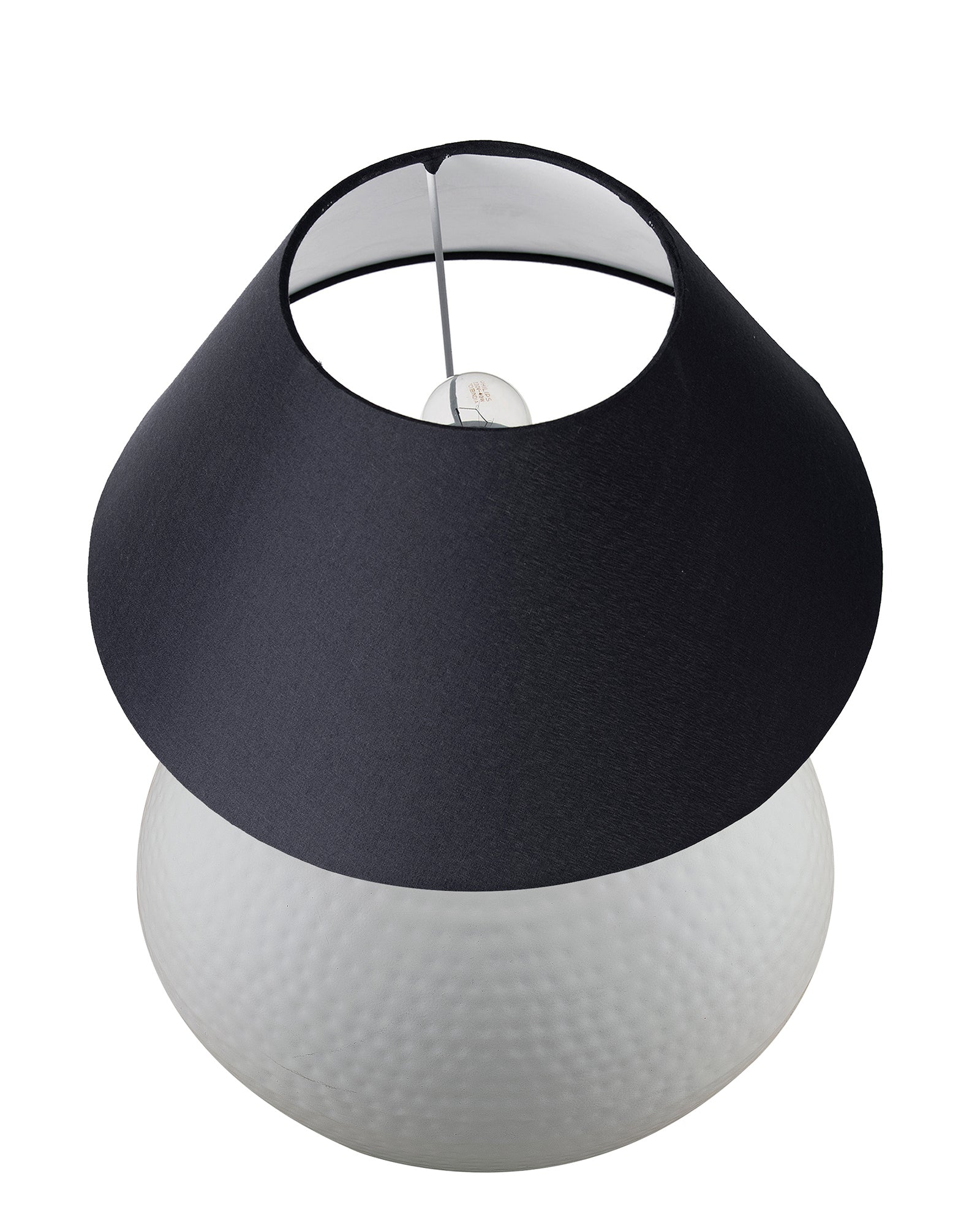 Matt White Hammered Pitcher Table Lamp with Cone Shade