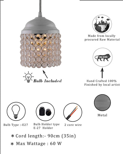 White Crystal Hanging Cylinder Light, Ceiling Light, Nordic E27 Pendant