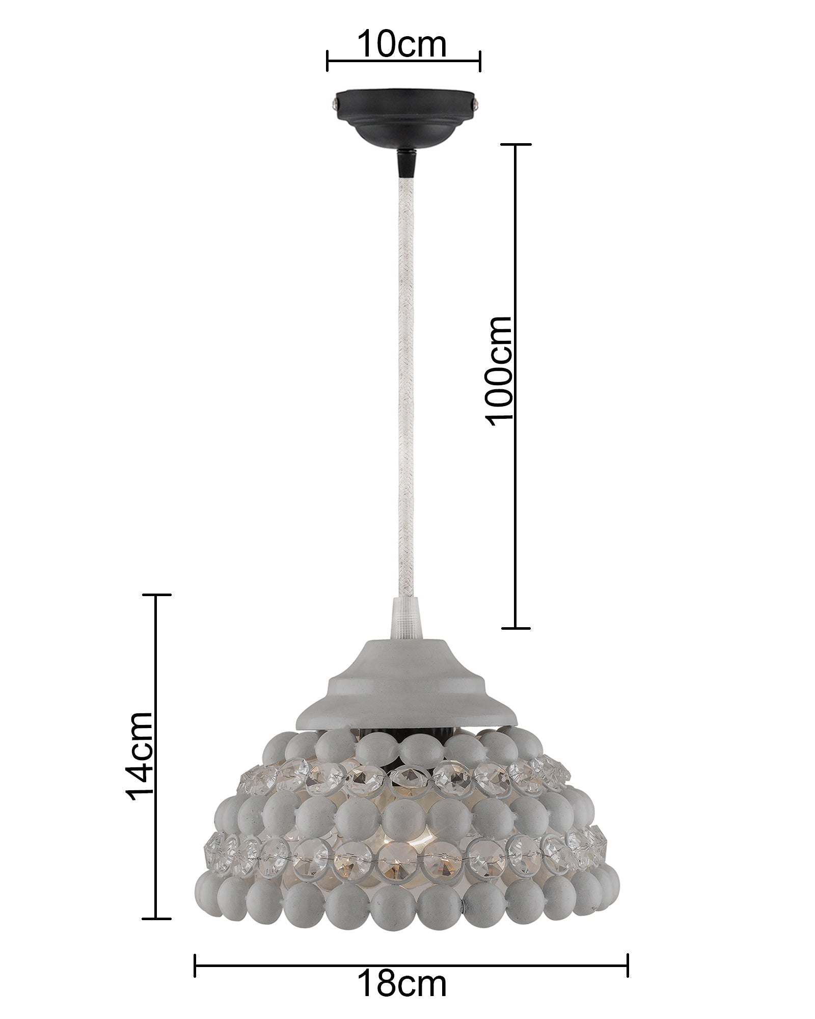 White Crystal Hanging Semi-Globe Light, Ceiling Light, Nordic E27 Pendant