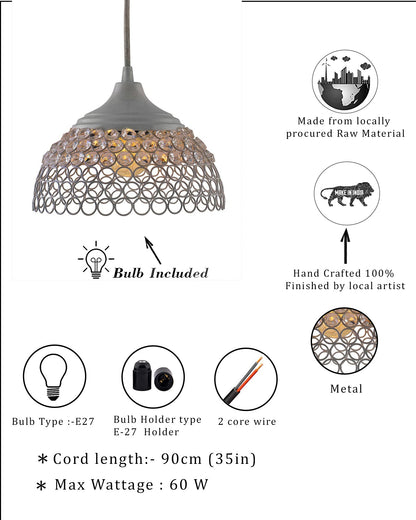 White Crystal Hanging Hemisphere Light, Ceiling Light, Nordic E27 Pendant