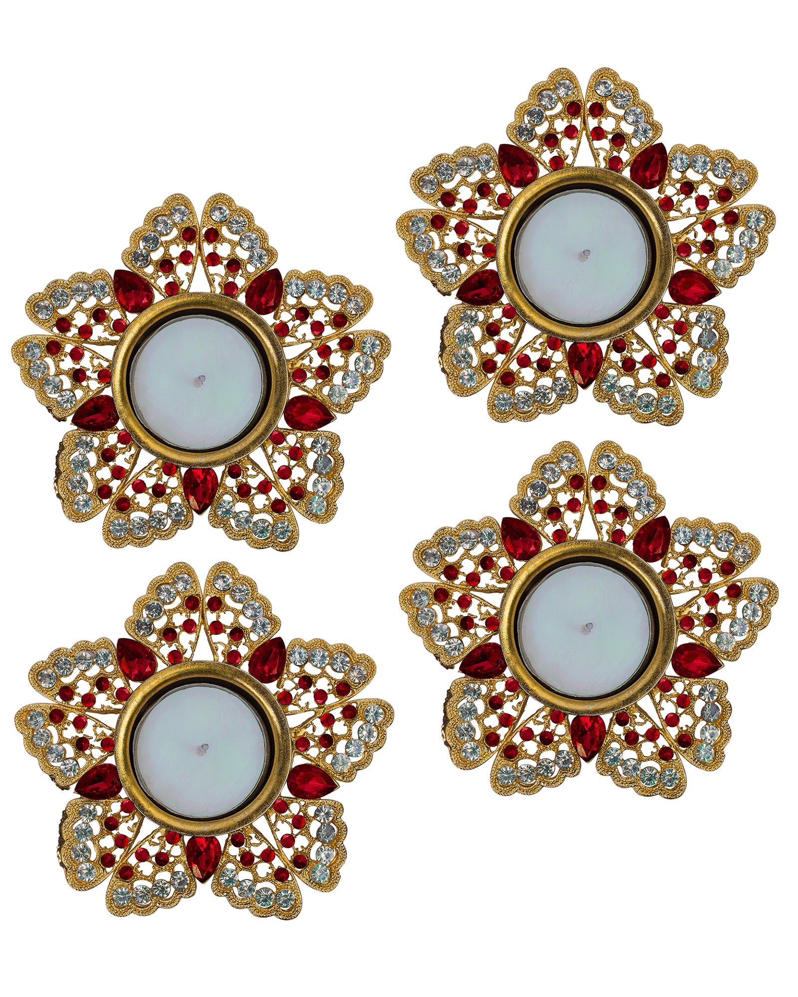 Crystal Butterfly Tea Light Candle Holders, Decorative Diya for Wedding Coffee Table,Small 4" Dia