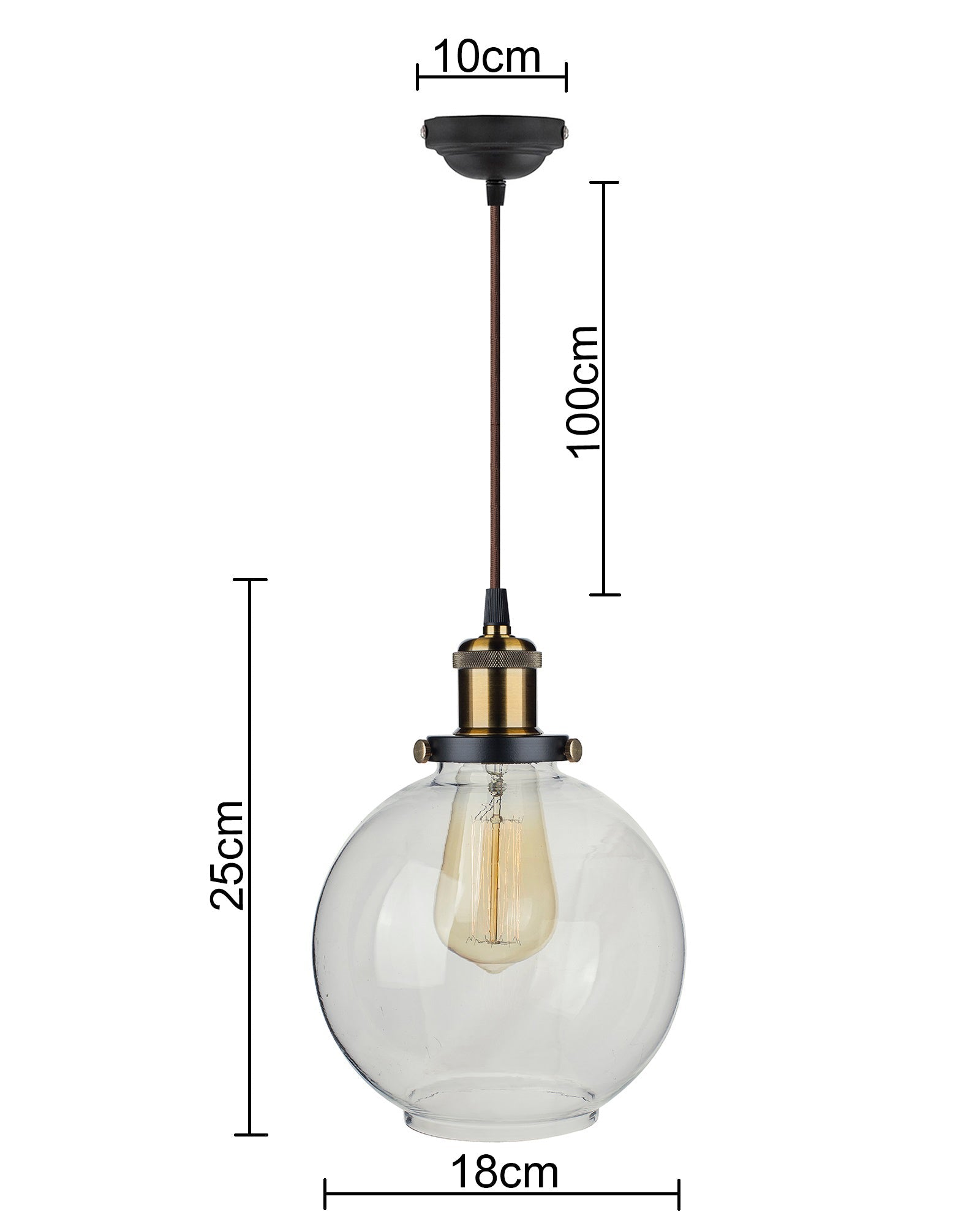 Industrial Kitchen Glass Globe Pendant Light , Antique Filament Hanging Ceiling Fixture