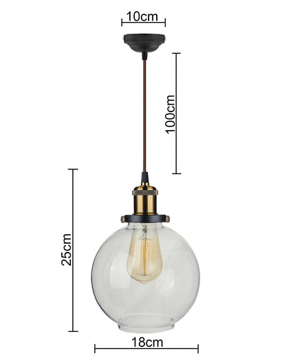 Industrial Kitchen Glass Globe Pendant Light , Antique Filament Hanging Ceiling Fixture