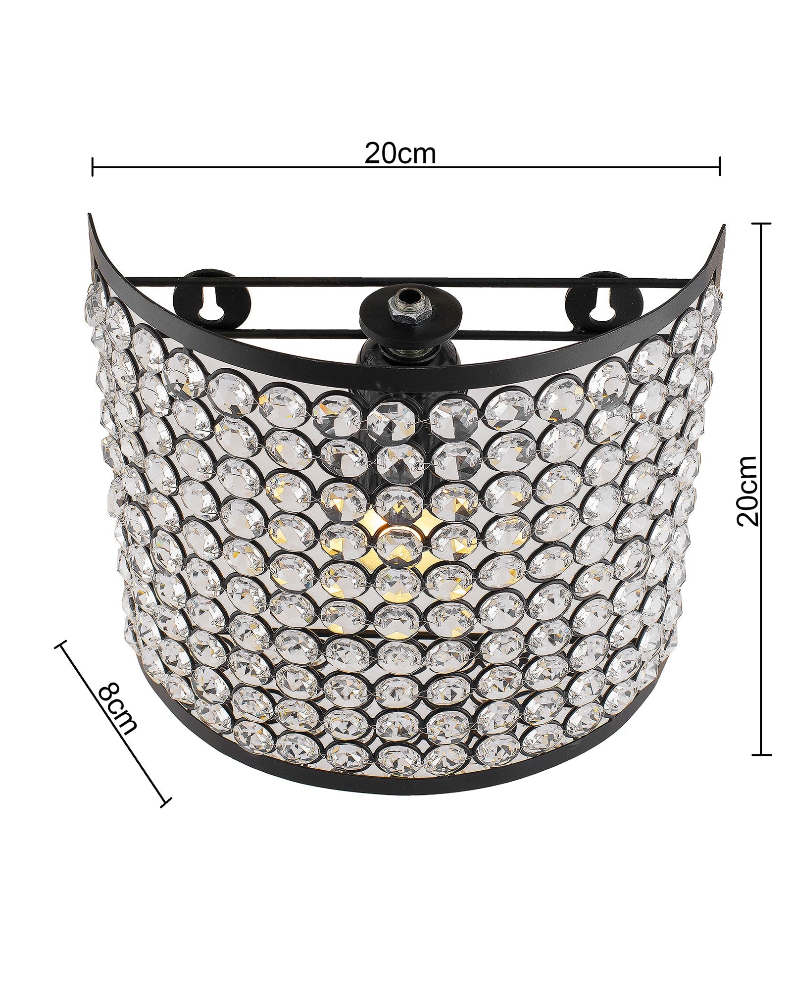 Crystal French Wall Sconce Lamp, Decorative Door Light, Matt Black and Crystal