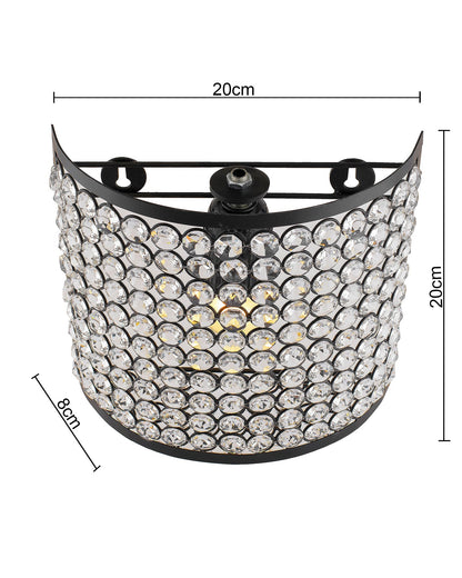 Crystal French Wall Sconce Lamp, Decorative Door Light, Matt Black and Crystal