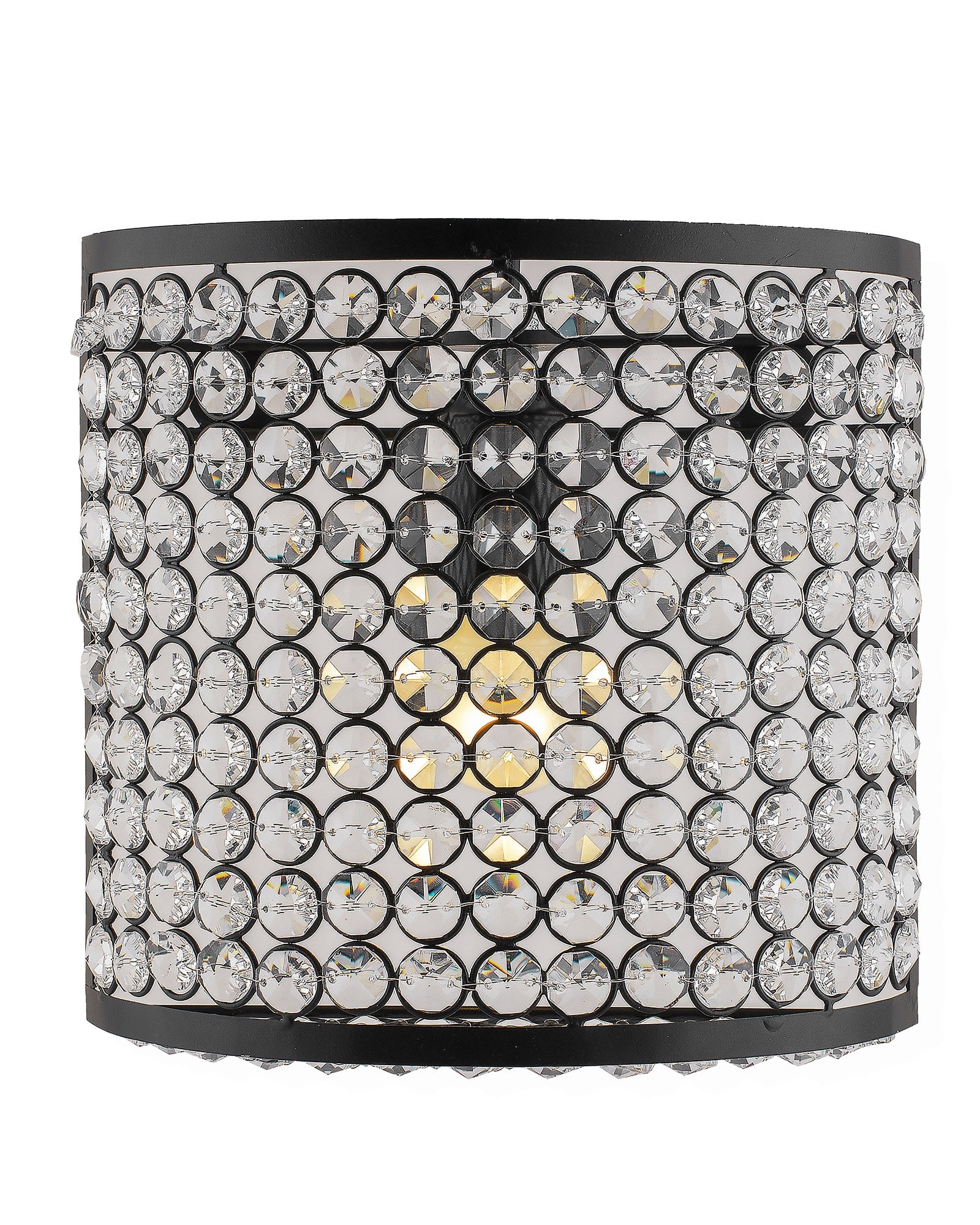 Crystal French Wall Sconce Lamp, Decorative Door Light, Matt Black and Crystal