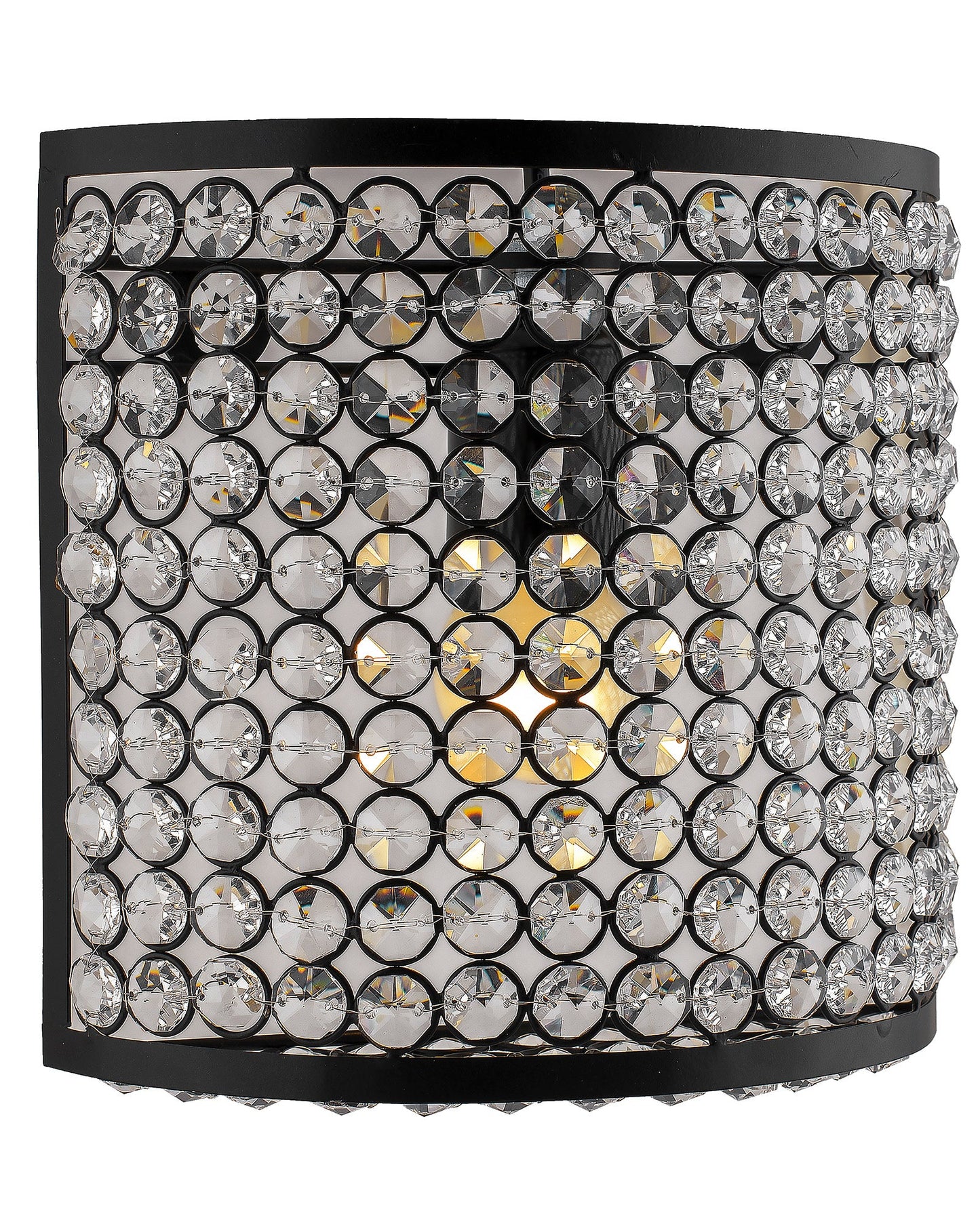 Crystal French Wall Sconce Lamp, Decorative Door Light, Matt Black and Crystal