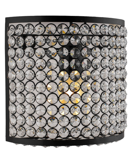 Crystal French Wall Sconce Lamp, Decorative Door Light, Matt Black and Crystal