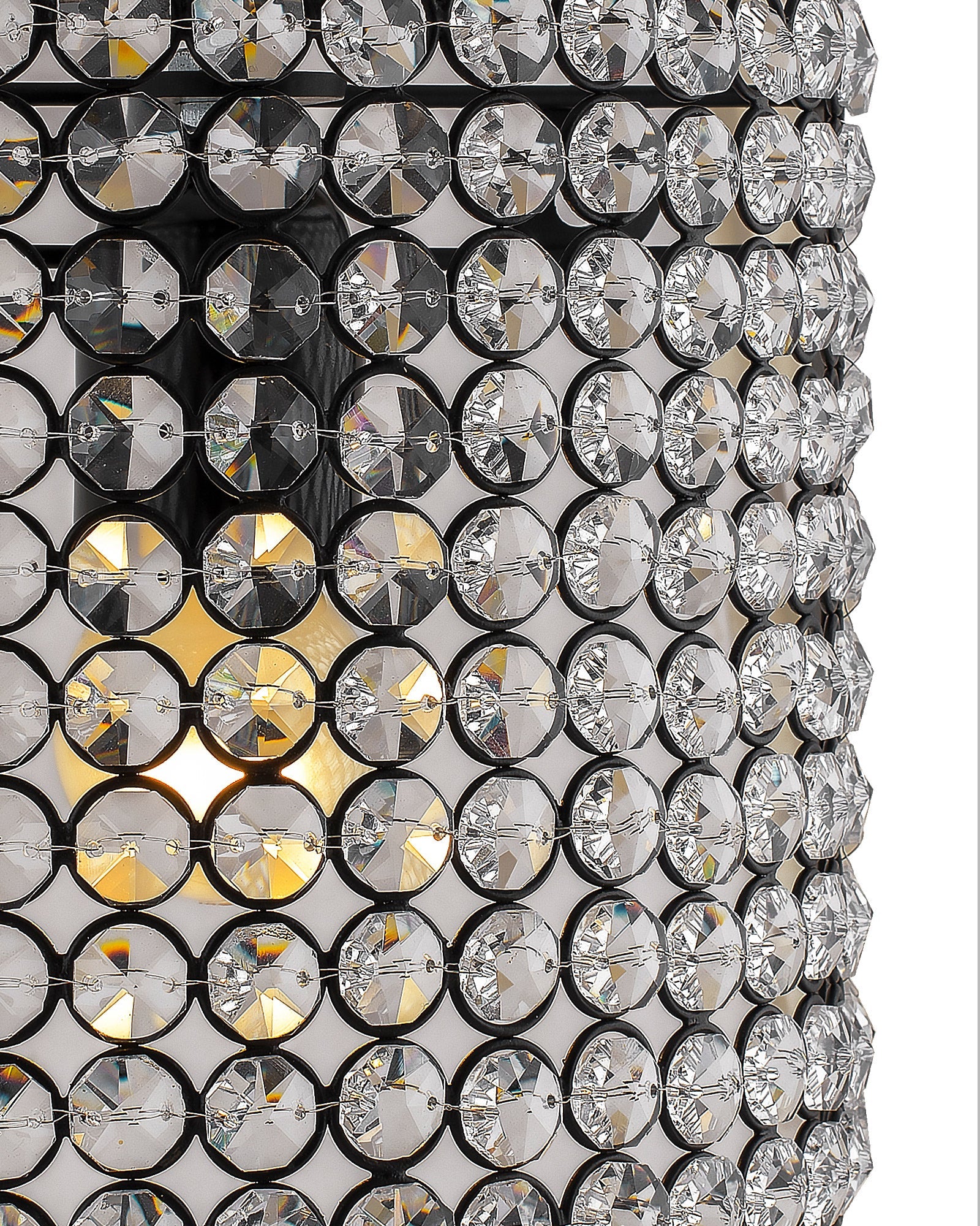 Crystal French Wall Sconce Lamp, Decorative Door Light, Matt Black and Crystal