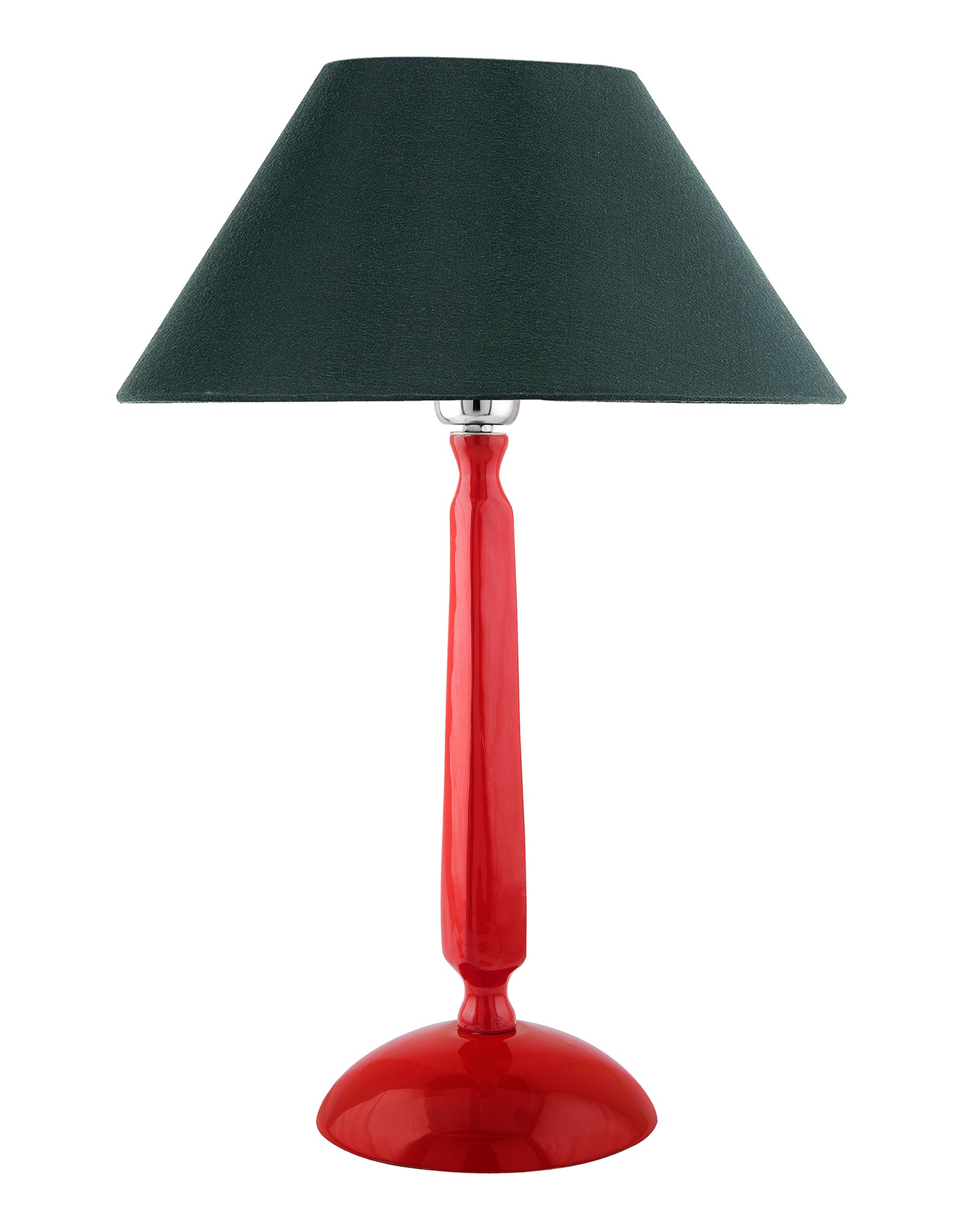Glossy Red Cubist Aluminium Table Lamp With Cone Shade, Bedside, Living Room Study Lamp, Bulb Included