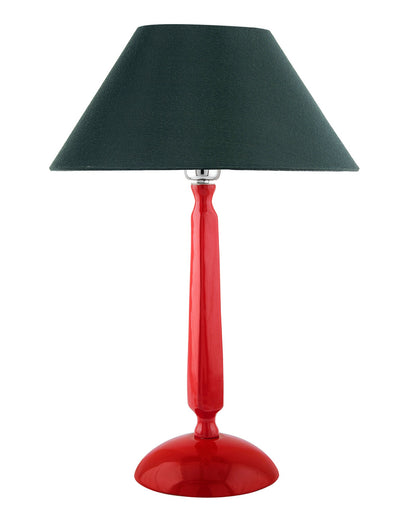 Glossy Red Cubist Aluminium Table Lamp With Cone Shade, Bedside, Living Room Study Lamp, Bulb Included