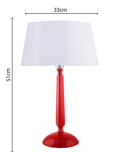 Glossy Red Cubist Aluminium Table Lamp With Cone Shade, Bedside, Living Room Study Lamp, Bulb Included