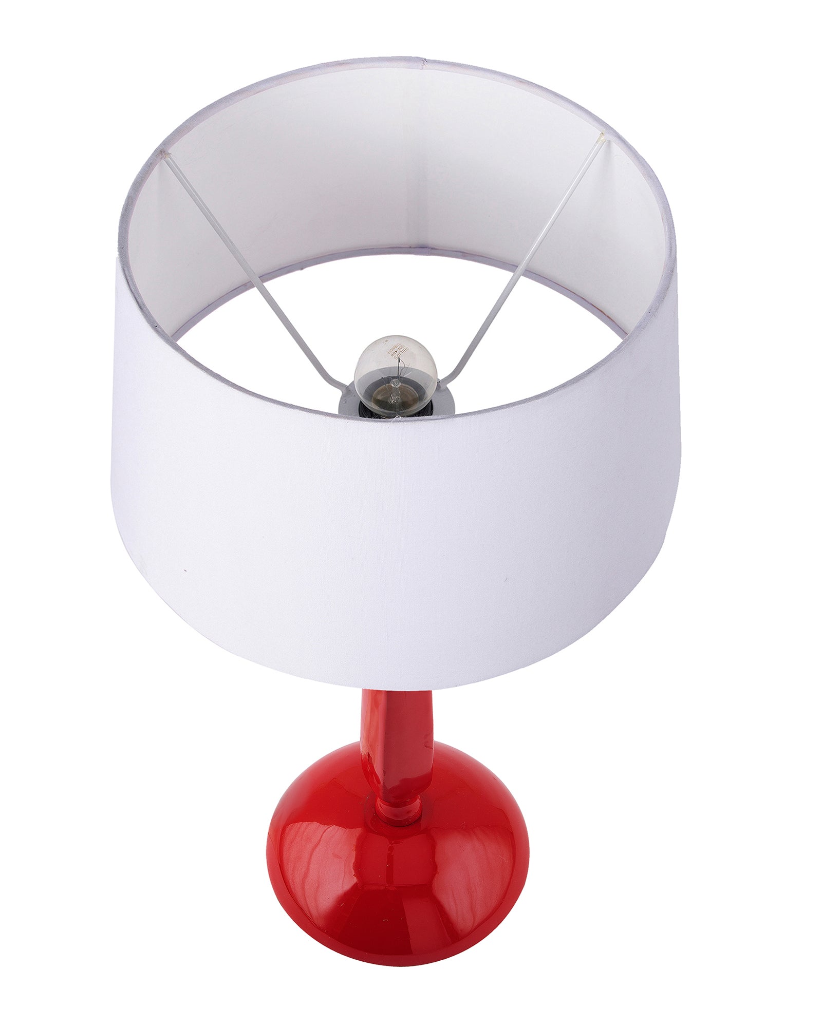 Glossy Red Cubist Aluminium Table Lamp With Cone Shade, Bedside, Living Room Study Lamp, Bulb Included