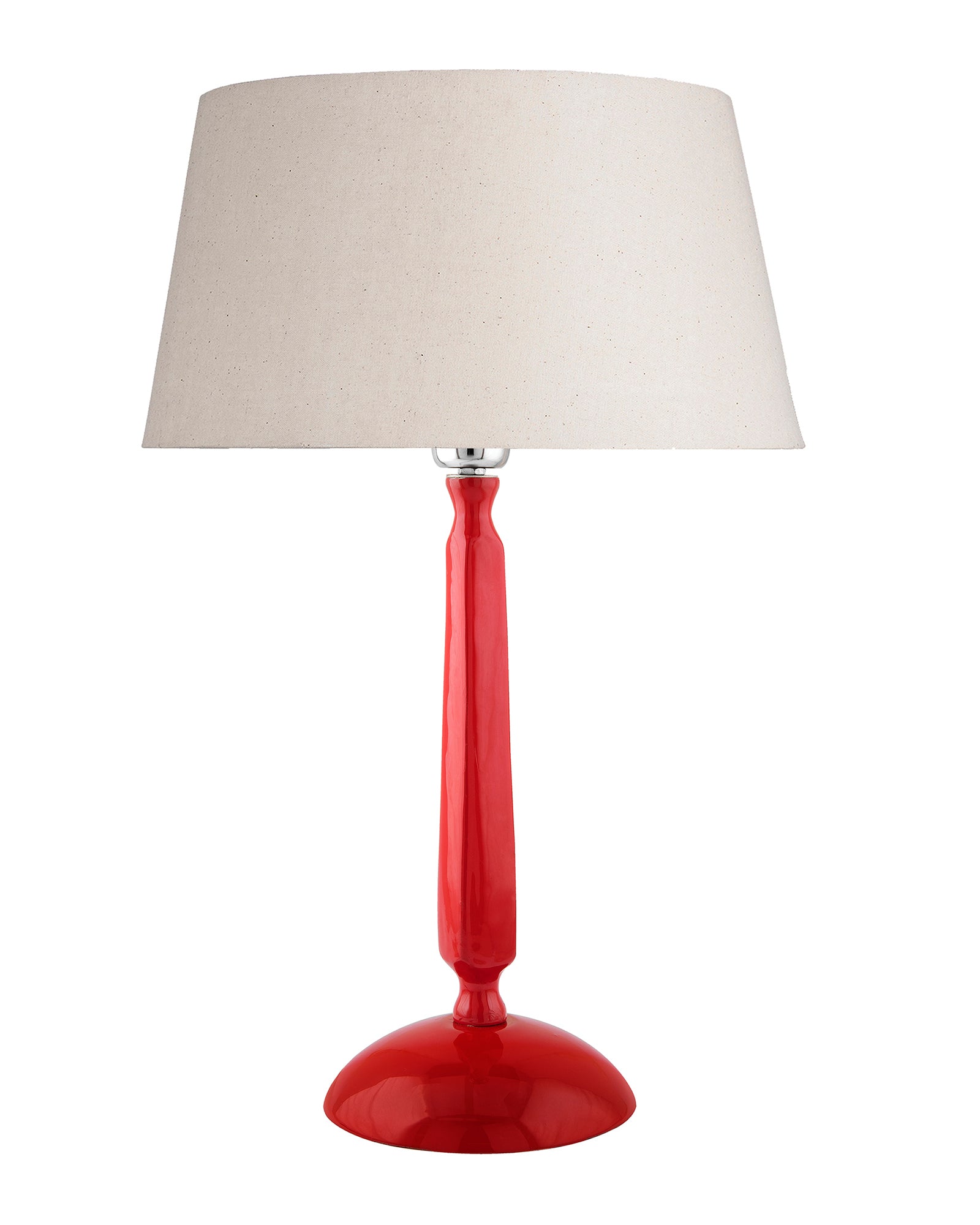 Glossy Red Cubist Aluminium Table Lamp With Cone Shade, Bedside, Living Room Study Lamp, Bulb Included