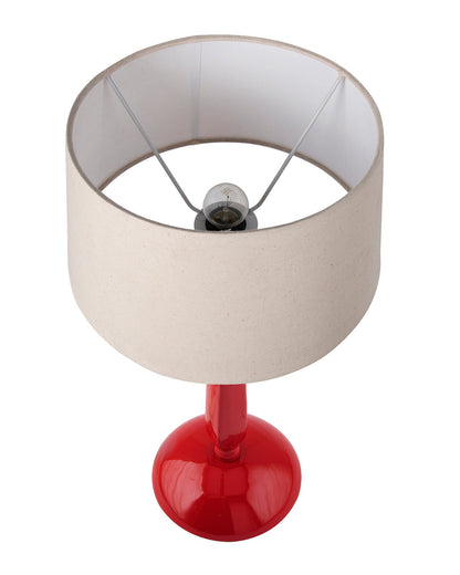 Glossy Red Cubist Aluminium Table Lamp With Cone Shade, Bedside, Living Room Study Lamp, Bulb Included