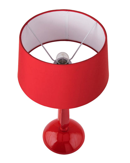 Glossy Red Cubist Aluminium Table Lamp With Cone Shade, Bedside, Living Room Study Lamp, Bulb Included