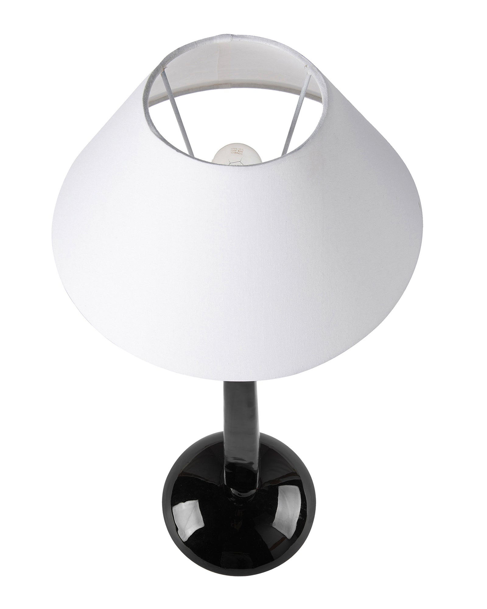 Glossy Black Cubist Aluminium Table Lamp With Cone Shade, Bedside, Living Room Study Lamp, Bulb Included