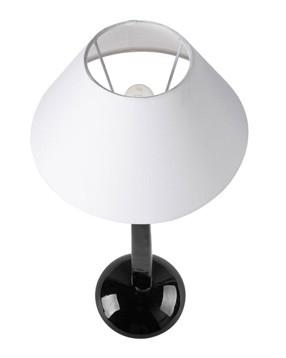 Glossy Black Cubist Aluminium Table Lamp With Cone Shade, Bedside, Living Room Study Lamp, Bulb Included