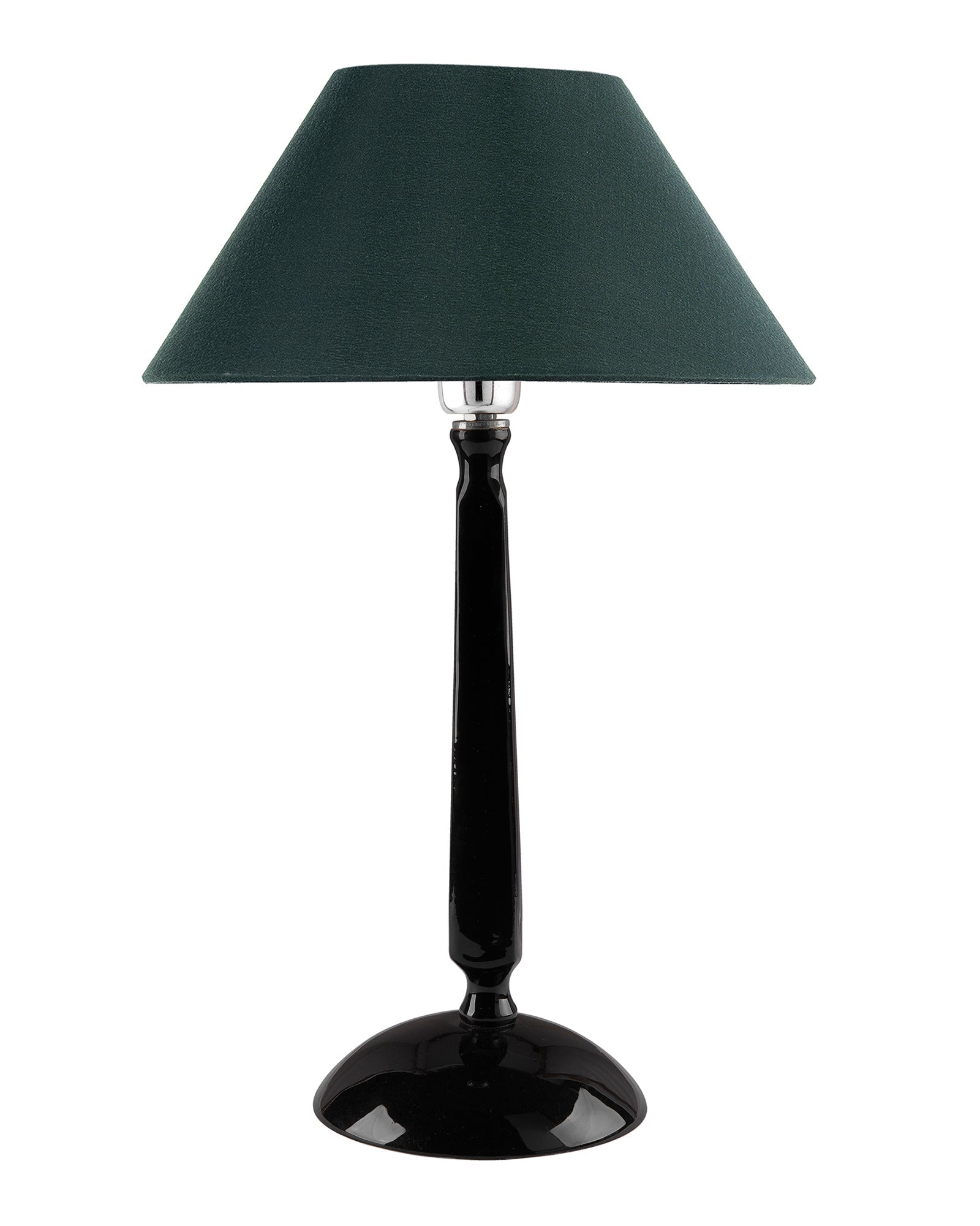 Glossy Black Cubist Aluminium Table Lamp With Cone Shade, Bedside, Living Room Study Lamp, Bulb Included