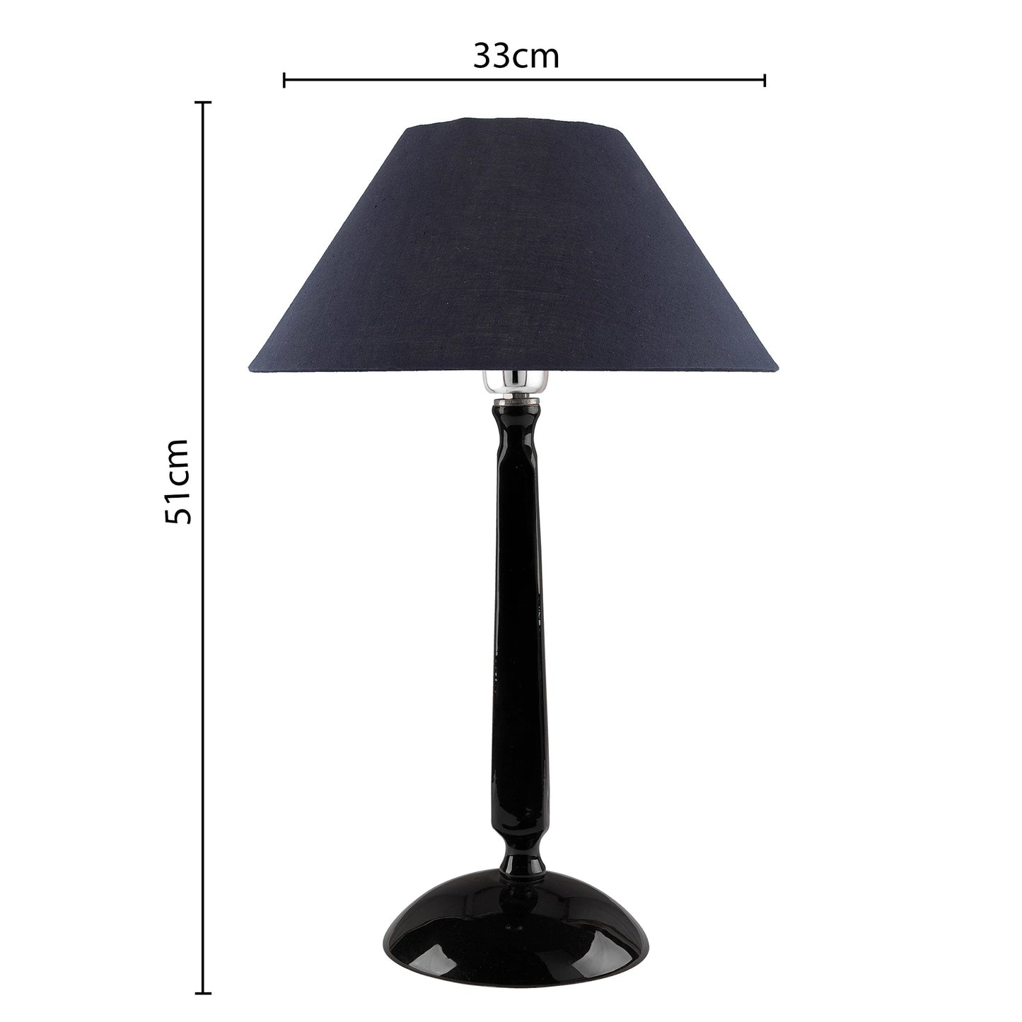 Glossy Black Cubist Aluminium Table Lamp With Cone Shade, Bedside, Living Room Study Lamp, Bulb Included