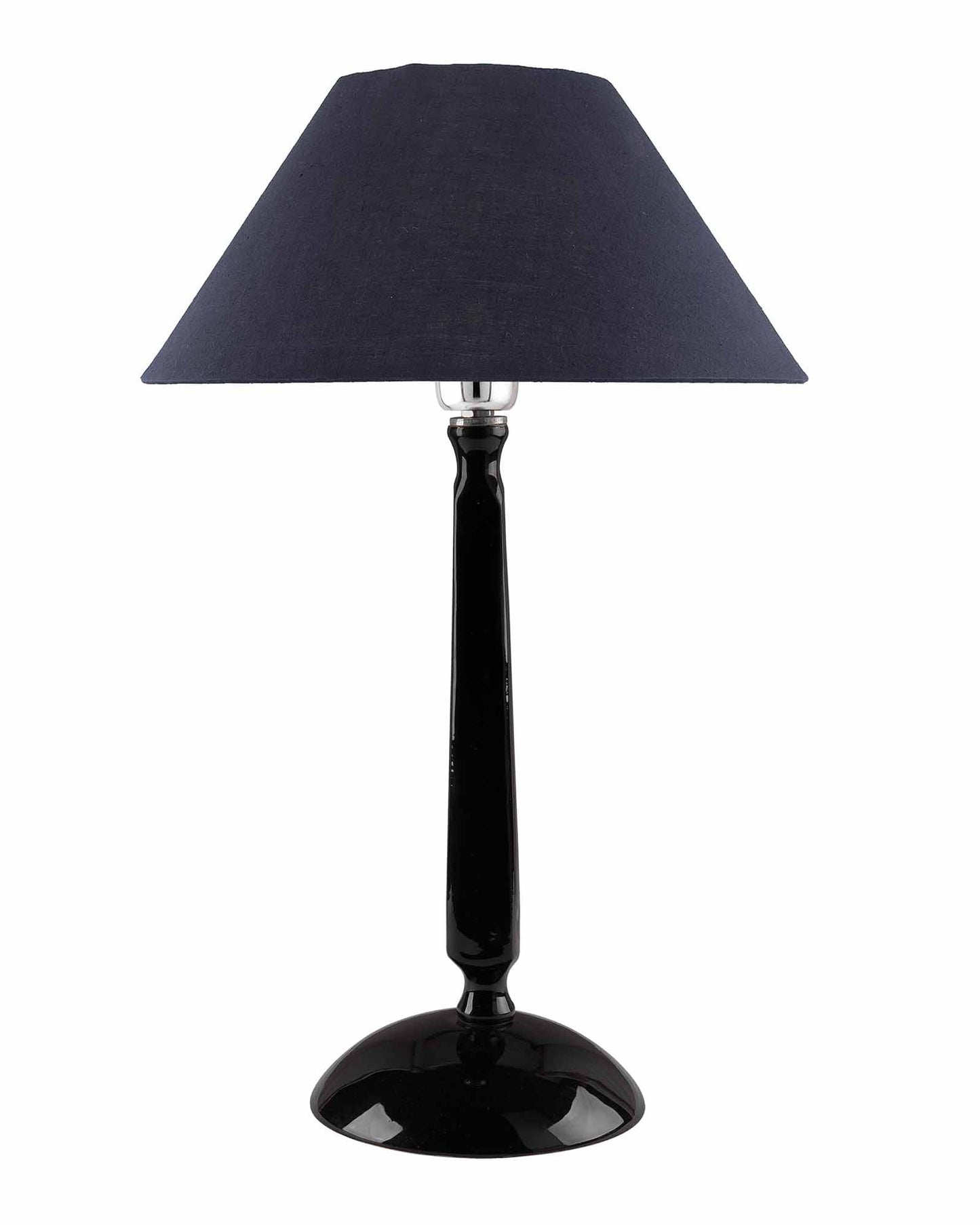 Glossy Black Cubist Aluminium Table Lamp With Cone Shade, Bedside, Living Room Study Lamp, Bulb Included