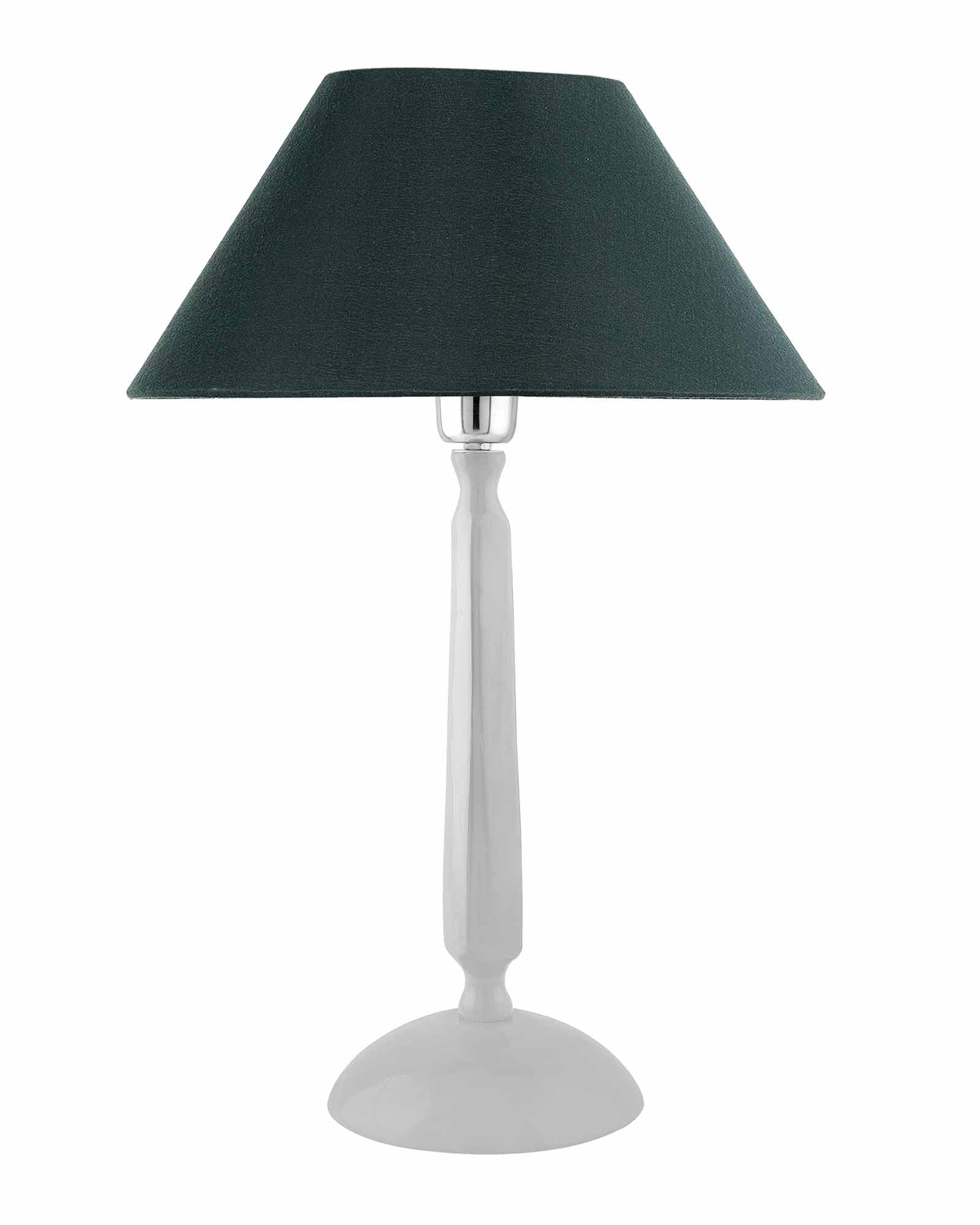 Glossy White Cubist Aluminium Table Lamp WithCone Shade, Bedside, Living Room Study Lamp, Bulb Included