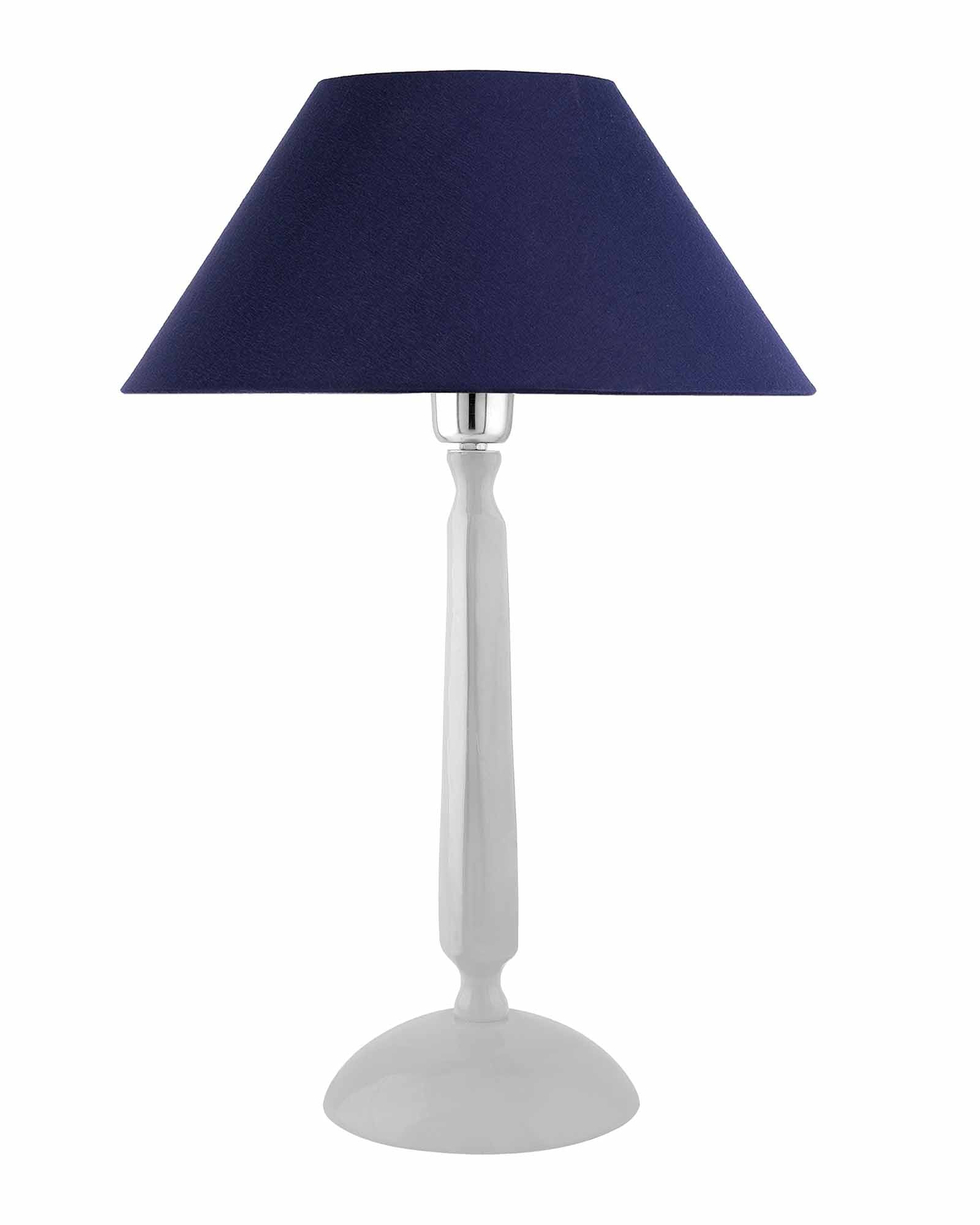 Glossy White Cubist Aluminium Table Lamp WithCone Shade, Bedside, Living Room Study Lamp, Bulb Included