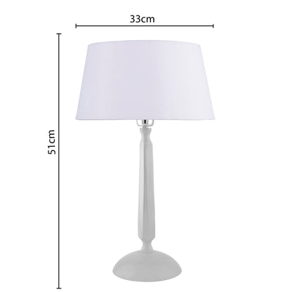Glossy White Cubist Aluminium Table Lamp WithCone Shade, Bedside, Living Room Study Lamp, Bulb Included