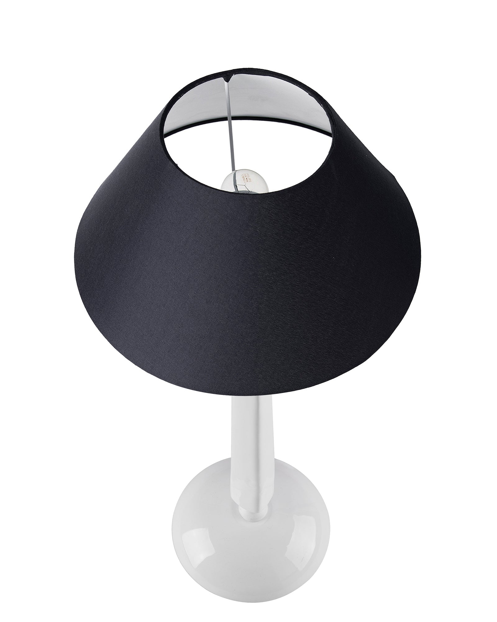 Glossy White Cubist Aluminium Table Lamp WithCone Shade, Bedside, Living Room Study Lamp, Bulb Included