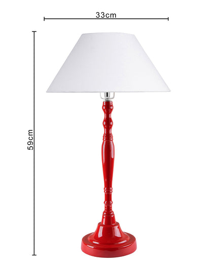 Glossy Red Imperial Aluminium Table Lamp With Cone Shade, Bedside, Living Room Study Lamp, Bulb Included