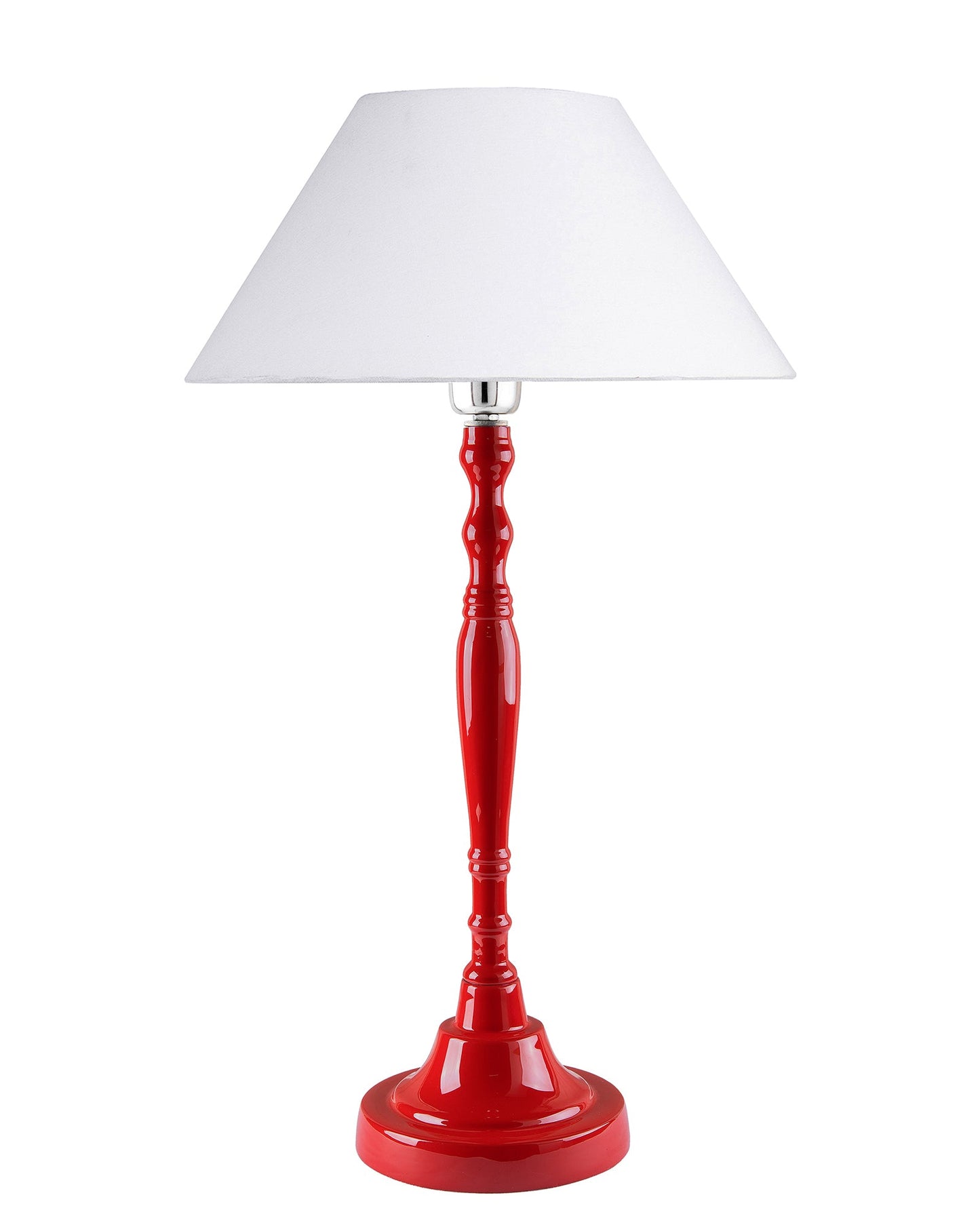 Glossy Red Imperial Aluminium Table Lamp With Cone Shade, Bedside, Living Room Study Lamp, Bulb Included
