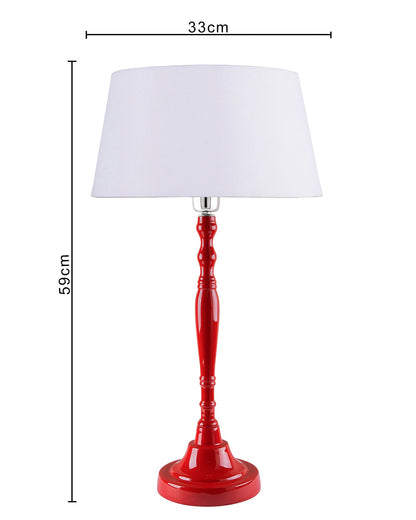 Glossy Red Imperial Aluminium Table Lamp With Cone Shade, Bedside, Living Room Study Lamp, Bulb Included