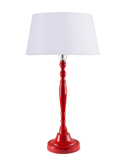 Glossy Red Imperial Aluminium Table Lamp With Cone Shade, Bedside, Living Room Study Lamp, Bulb Included
