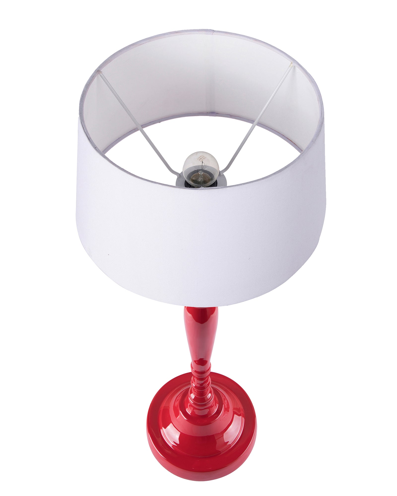 Glossy Red Imperial Aluminium Table Lamp With Cone Shade, Bedside, Living Room Study Lamp, Bulb Included