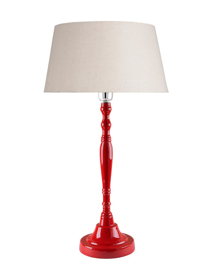 Glossy Red Imperial Aluminium Table Lamp With Cone Shade, Bedside, Living Room Study Lamp, Bulb Included
