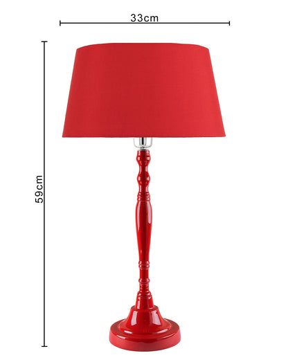 Glossy Red Imperial Aluminium Table Lamp With Cone Shade, Bedside, Living Room Study Lamp, Bulb Included