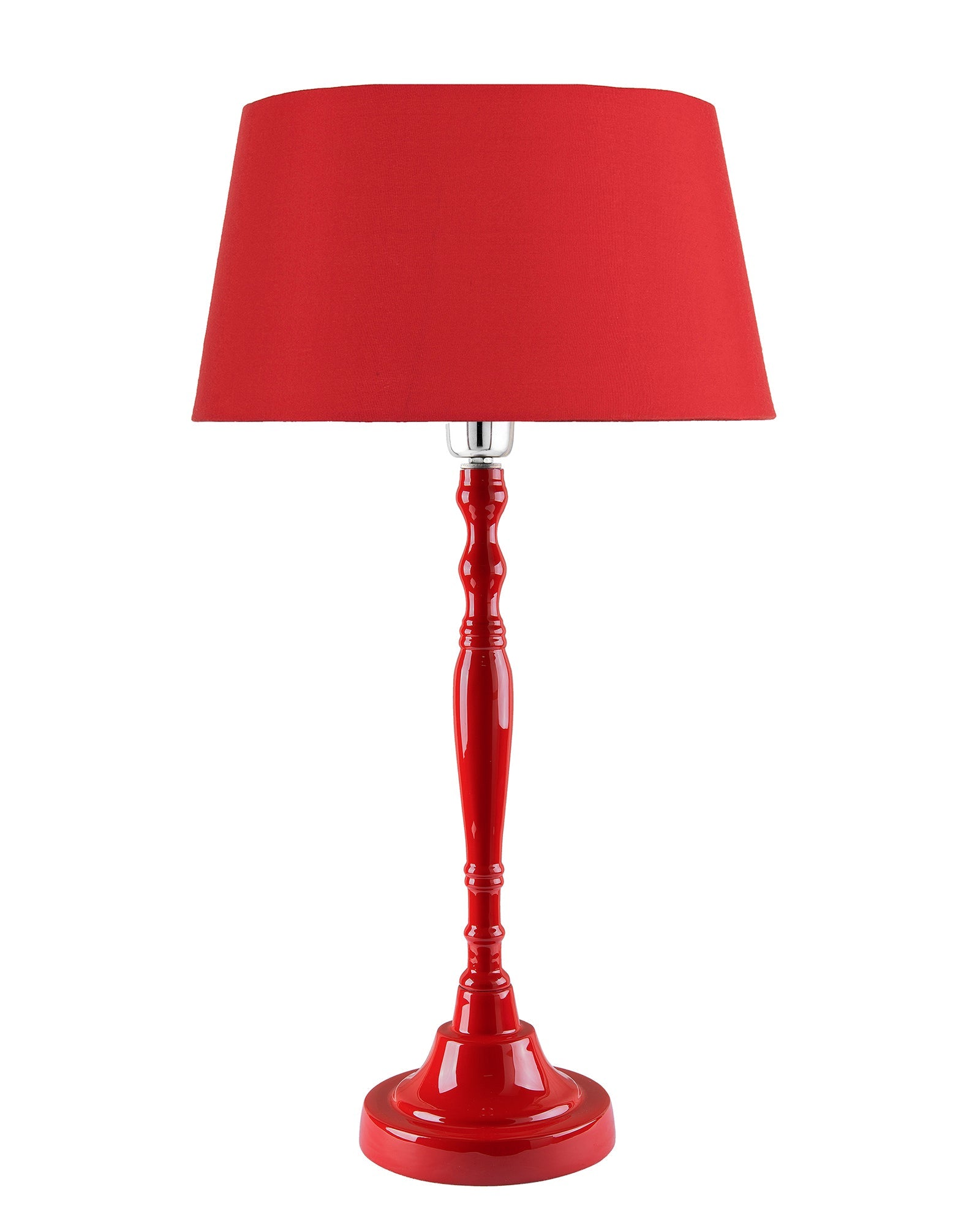 Glossy Red Imperial Aluminium Table Lamp With Cone Shade, Bedside, Living Room Study Lamp, Bulb Included
