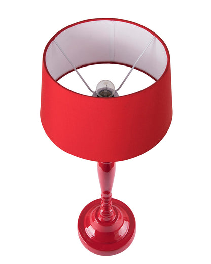Glossy Red Imperial Aluminium Table Lamp With Cone Shade, Bedside, Living Room Study Lamp, Bulb Included