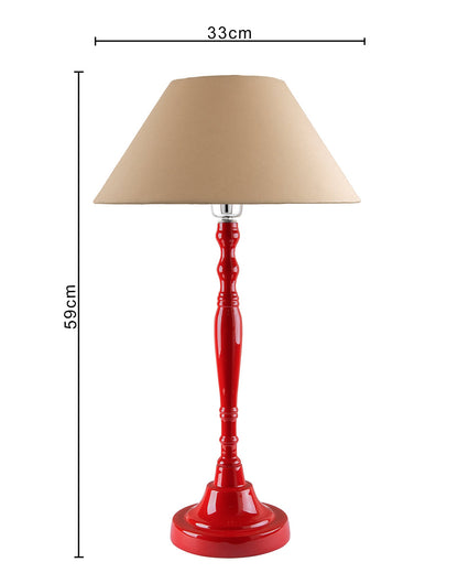 Glossy Red Imperial Aluminium Table Lamp With Cone Shade, Bedside, Living Room Study Lamp, Bulb Included