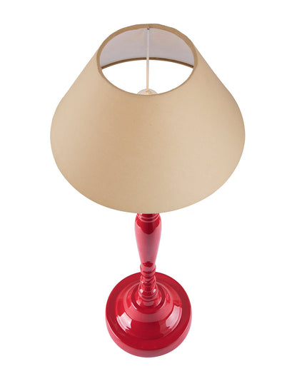 Glossy Red Imperial Aluminium Table Lamp With Cone Shade, Bedside, Living Room Study Lamp, Bulb Included