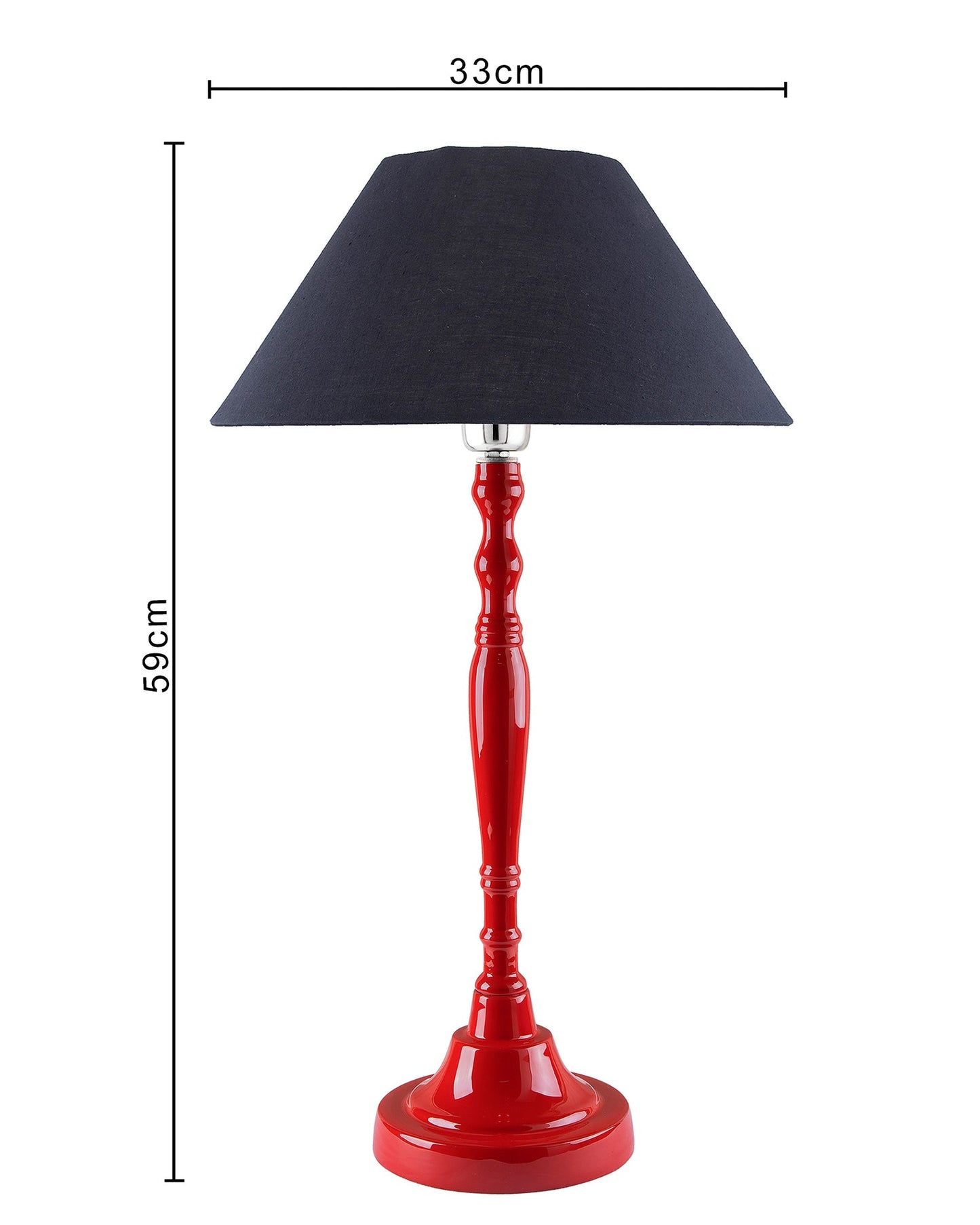 Glossy Red Imperial Aluminium Table Lamp With Cone Shade, Bedside, Living Room Study Lamp, Bulb Included