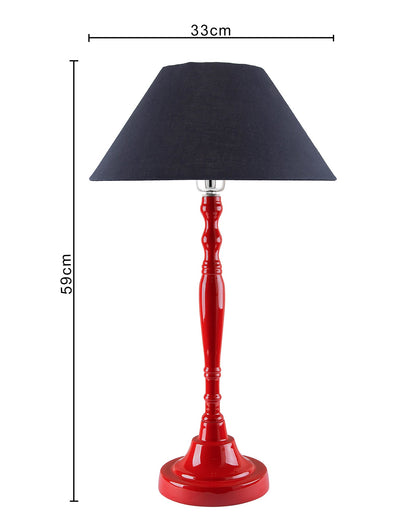 Glossy Red Imperial Aluminium Table Lamp With Cone Shade, Bedside, Living Room Study Lamp, Bulb Included