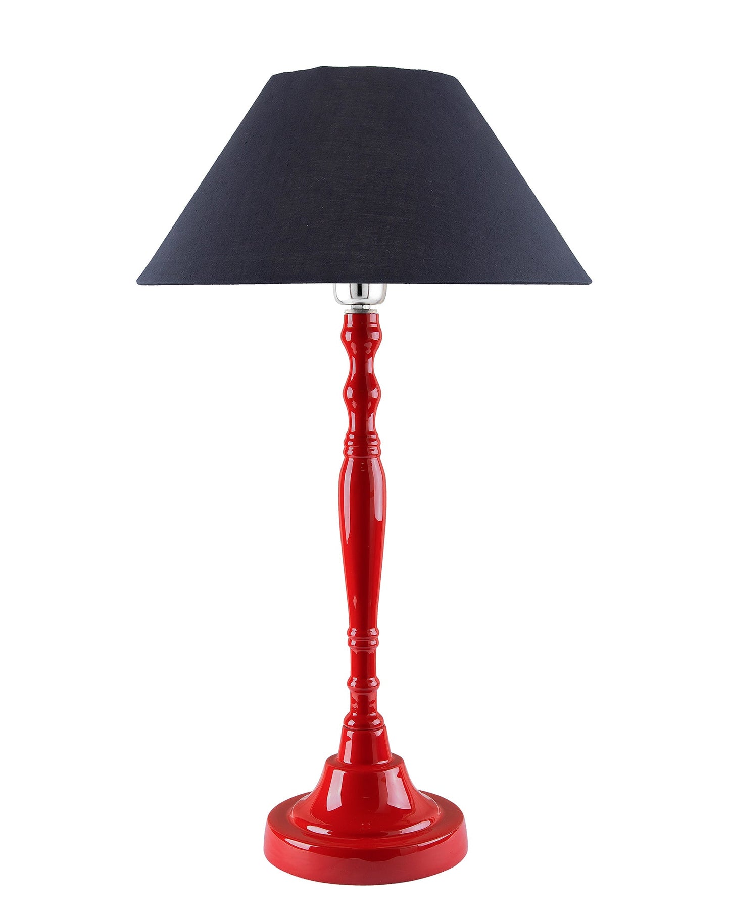 Glossy Red Imperial Aluminium Table Lamp With Cone Shade, Bedside, Living Room Study Lamp, Bulb Included