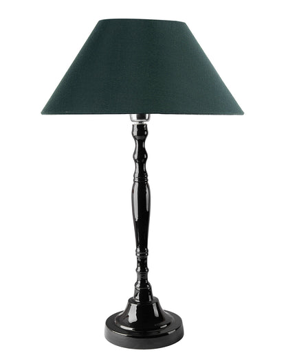 Glossy Black Imperial Aluminium Table Lamp With Cone Shade, Bedside, Living Room Study Lamp, Bulb Included