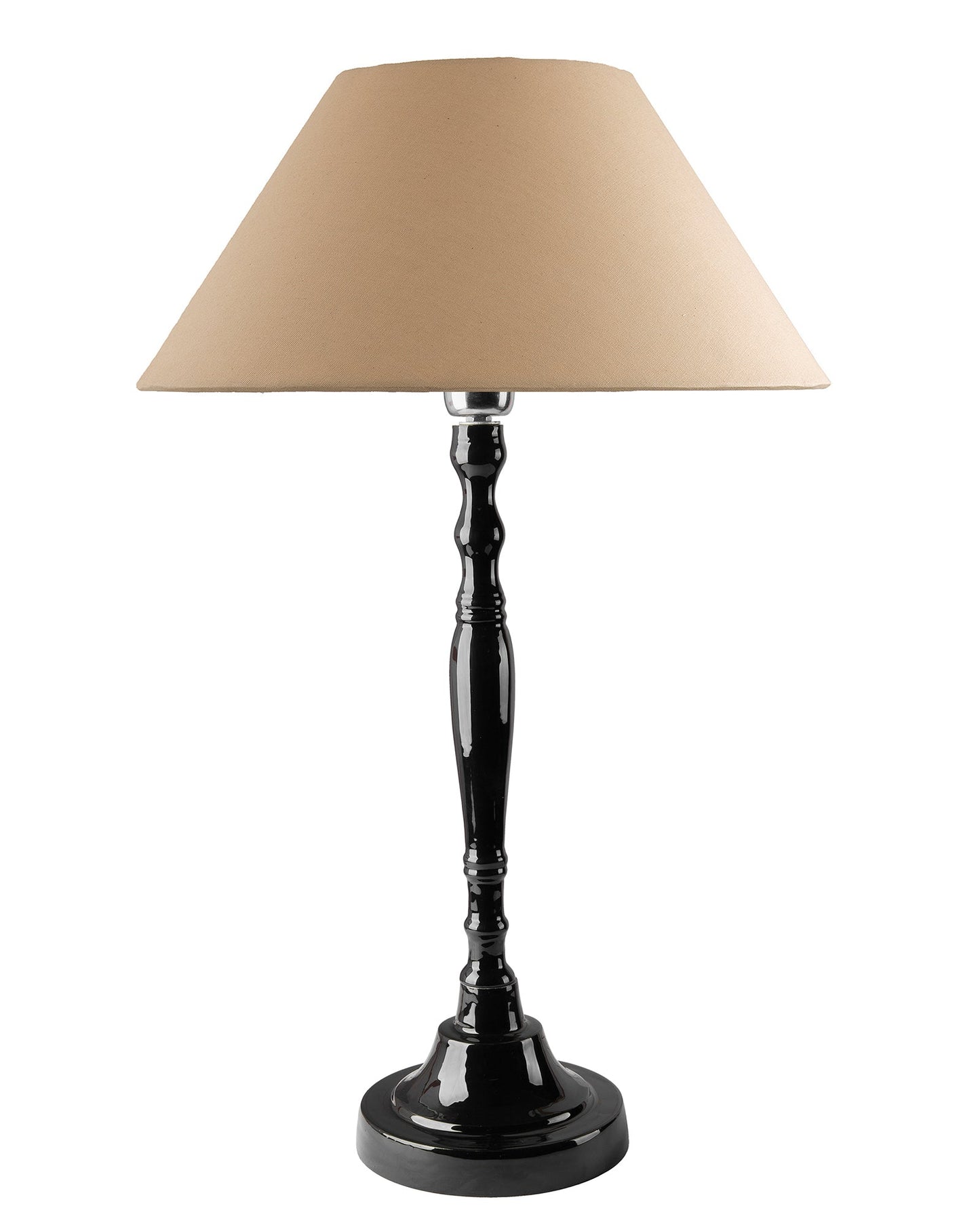 Glossy Black Imperial Aluminium Table Lamp With Cone Shade, Bedside, Living Room Study Lamp, Bulb Included