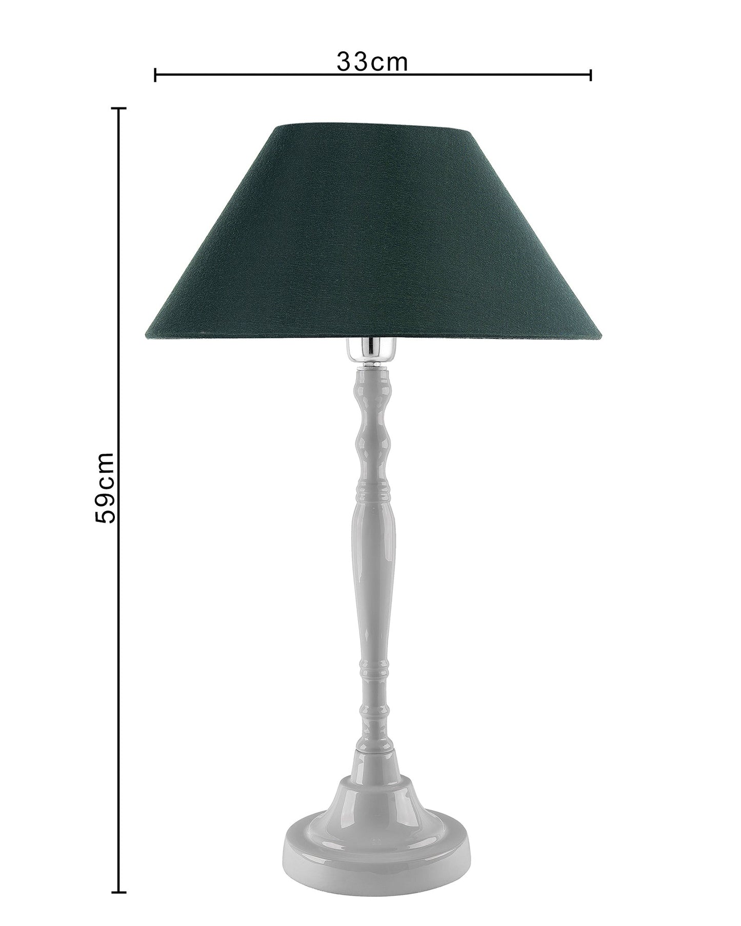 Glossy White Imperial Aluminium Table Lamp With Cone Shade, Bedside, Living Room Study Lamp, Bulb Included