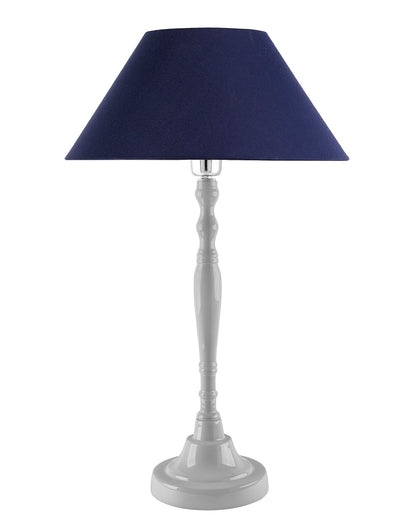 Glossy White Imperial Aluminium Table Lamp With Cone Shade, Bedside, Living Room Study Lamp, Bulb Included