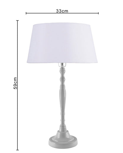 Glossy White Imperial Aluminium Table Lamp With Cone Shade, Bedside, Living Room Study Lamp, Bulb Included
